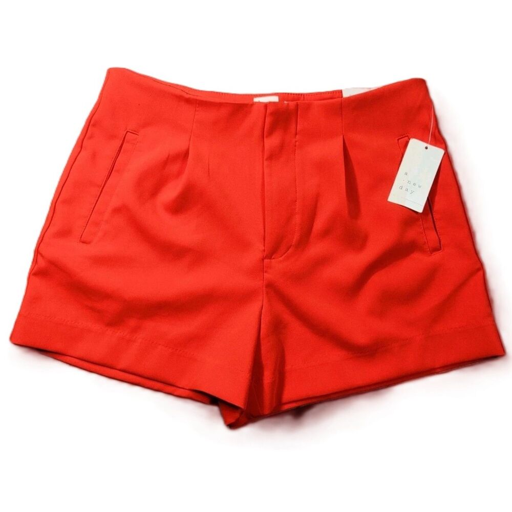 A New Day Midi Shorts Size 12 Orange Stretch 4" Inseam Casual Dress Shorts
